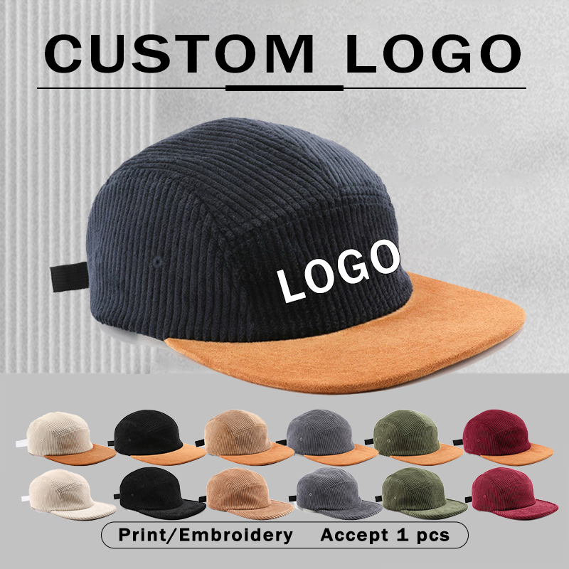 Corduroy Cap 5 Panel - Nowe 5-panelowe czapki baseballowe z tkaniny