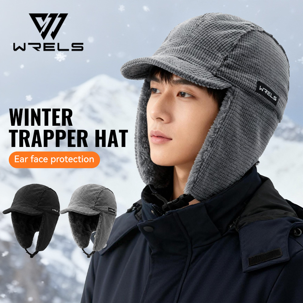Trapper Hat Ear Flap - Czapka zimowa WRELS, wiatroodporna, ciepła, z