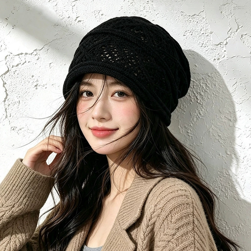 Damskie, luźne czapki z ozdobn – Beanie Cuffed Knit recenzja i cena